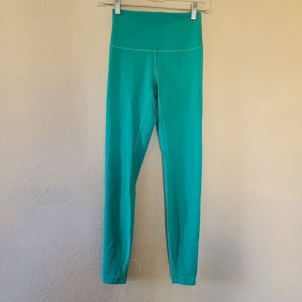 Lululemon Wunder Train HR Tight 28” Size 4 Green Workout Gym W5DJ0S